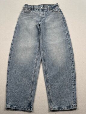 American Eagle Barrel Jeans Women’s 000 Wide Leg Light Blue Denim Baggy EUC